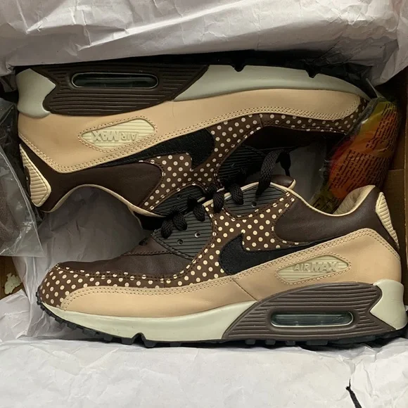 2005 NIKE AIR MAX 90 FOOTPATROL POLKA DOTS BROWN OFF WHITE ATMOS 1 313093-201 9 - Picture 2 of 15